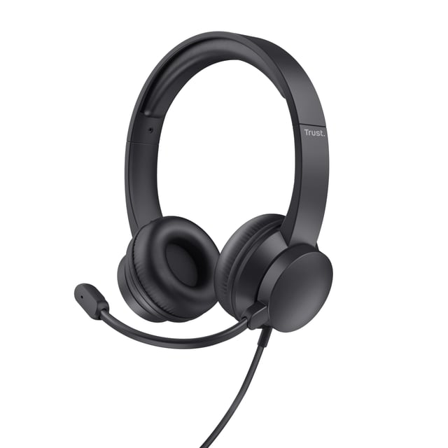 Trust Ayda USB Headset - USB headset voor kantoor en calls – Opklapbare microfoon – Volumeregeling in kabel – Zwart