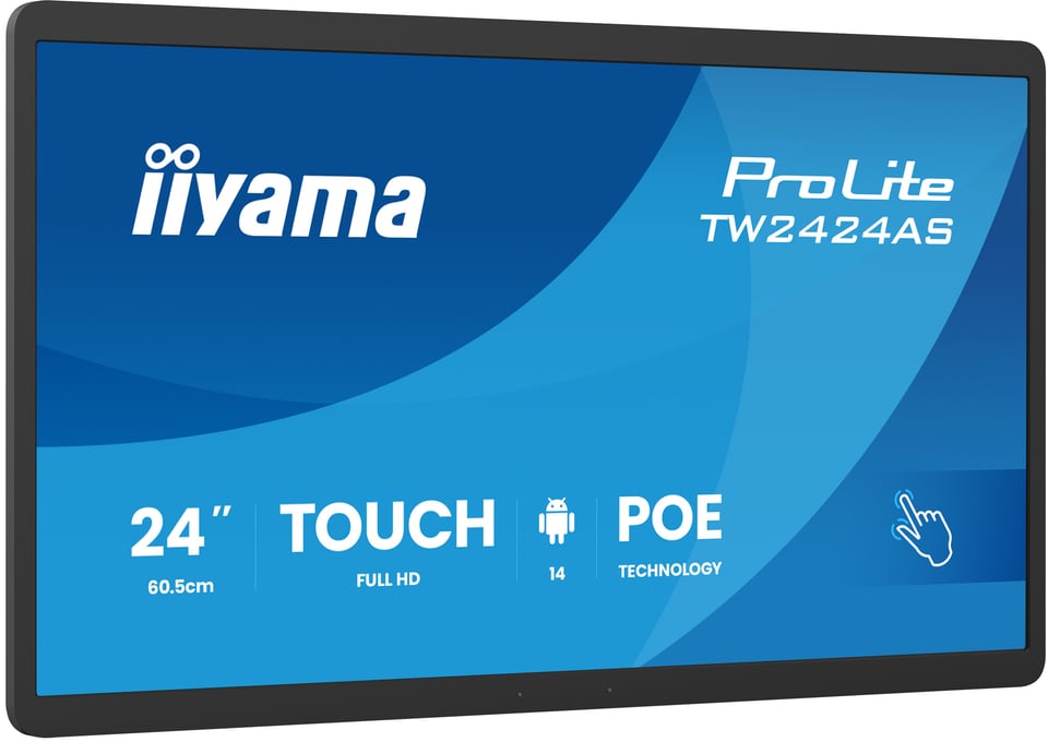 iiyama TW2424AS-B3P beeldkrant Interactief flatscreen 60,5 cm (23.8") Wifi 450 cd/m² Full HD Zwart Touchscreen Type processor Android 24/7