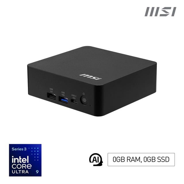 MSI Cubi NUC AI+ 3MG-003BEU USFF Zwart 386H Intel SoC FCBGA2540 4,9 GHz Ingebouwde luidsprekers