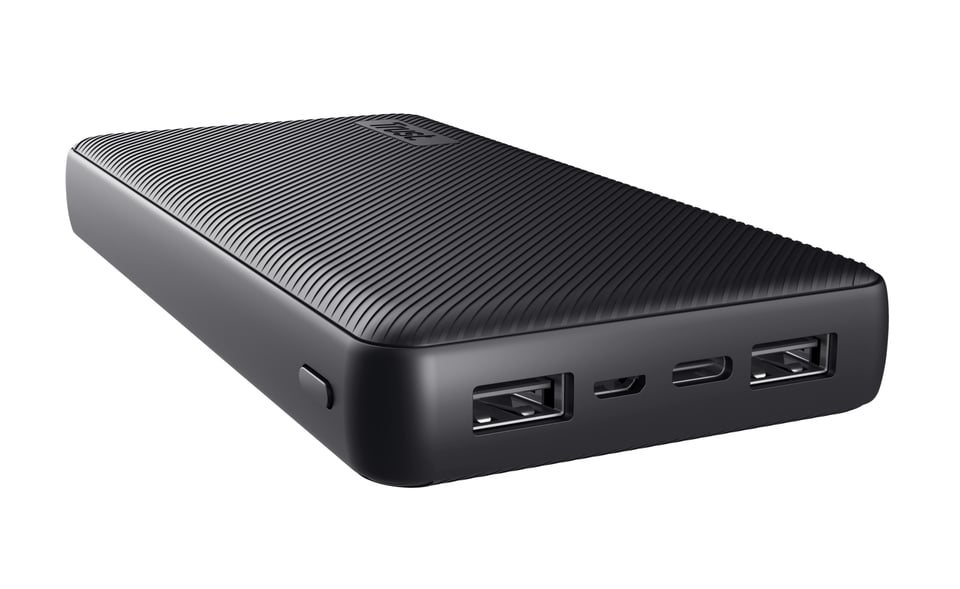Trust Primo Powerbank - 20000 mAh – Snellader – Batterij Indicatie - USB A, USB C – Universele Powerbank – voor Samsung, Apple – 15 Watt – ECO - Zwart