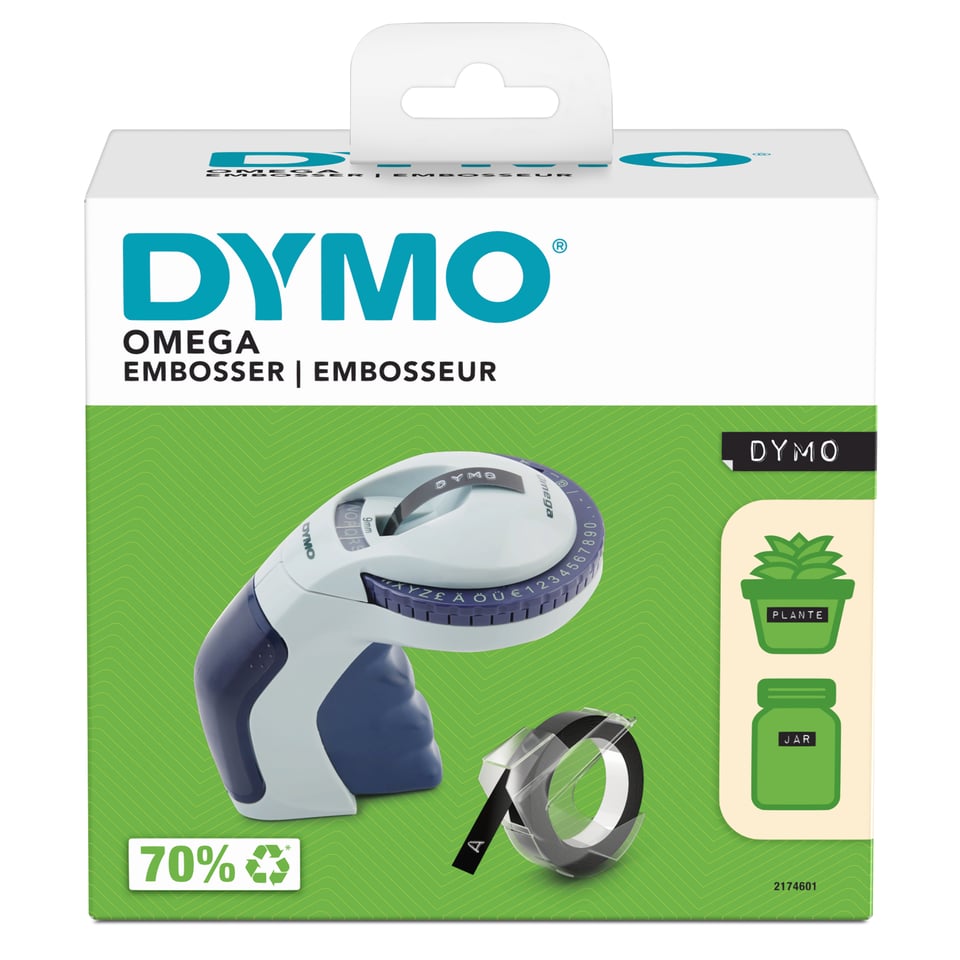 DYMO Omega labelmaker voor reliëfdruk | Kleine Lettertang met draaiklikwiel en ergonomisch ontwerp | Voor thuis, doe-het-zelven en knutselen (£/€, Ä, Ö & Ü)