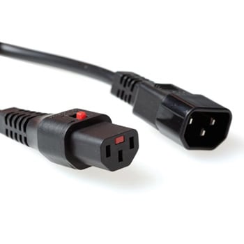 ACT Netsnoer C13 IEC Lock - C14 zwart 3 m, PC1022