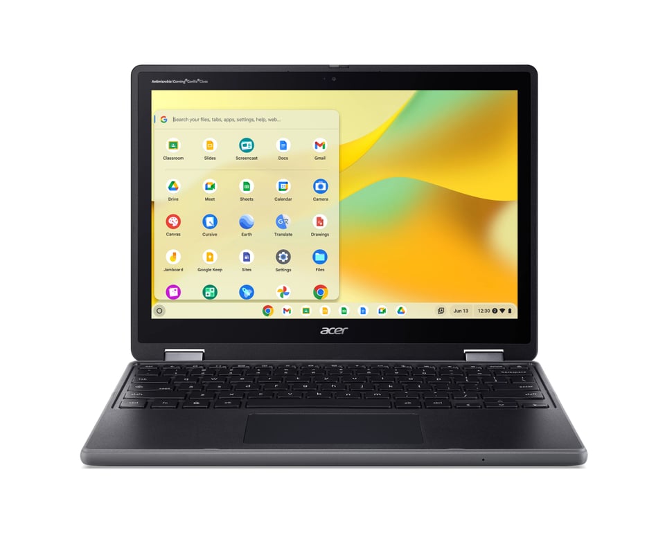Acer Chromebook R857T-TCO-C04U Intel® N N150 31 cm (12.2") Touchscreen WUXGA 8 GB LPDDR5x-SDRAM 64 GB eMMC Wi-Fi 6E (802.11ax) ChromeOS Zwart US International