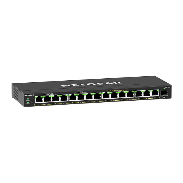 NETGEAR GS316EP Managed Gigabit Ethernet (10/100/1000) Power over Ethernet (PoE) Zwart