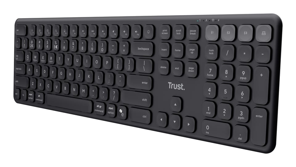 Trust Vaiya Draadloos Toetsenbord - Multi-device toetsenbord – QWERTY US-indeling – USB en Bluetooth – Zwart