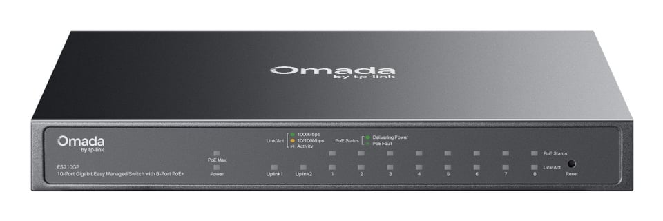 TP-Link Omada ES210GP netwerk-switch Managed L2 Gigabit Ethernet (10/100/1000) Power over Ethernet (PoE) DIN-rail Zwart