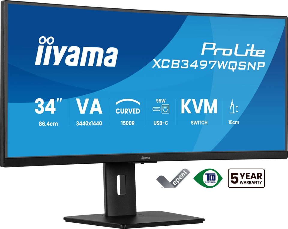 iiyama ProLite XCB3497WQSNP-B1 computer monitor 86,4 cm (34") 3440 x 1440 Pixels UltraWide Quad HD LED Zwart