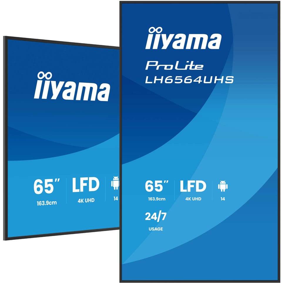 iiyama LH6564UHS-B1AG beeldkrant Digitale signage flatscreen 165,1 cm (65") Wifi 500 cd/m² 4K Ultra HD Zwart Type processor Android 24/7