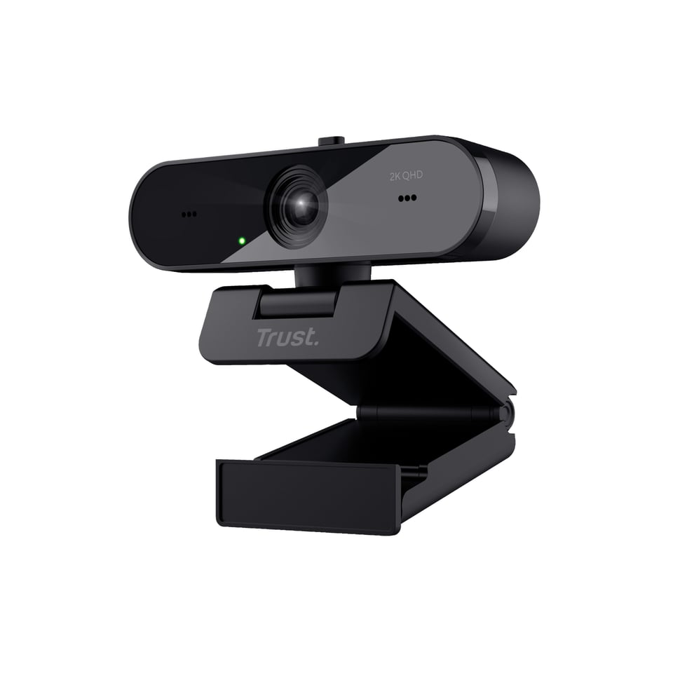 Trust Taxon Webcam - 2K QHD webcam – Autofocus – Dubbele microfoon – Privacyfilter – Zwart