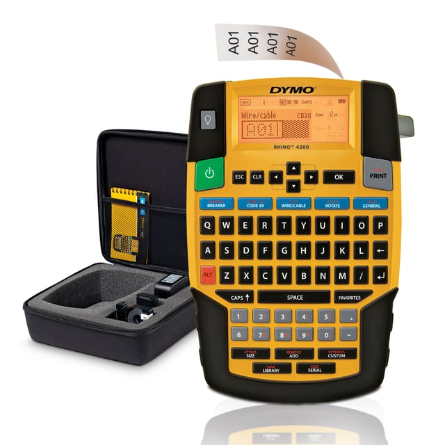 DYMO Rhino 4200 Draagbare Industriële Labelmaker met koffer | QWERTY-toetsenbord | Compacte, tijdbesparende labelprinter voor professionals, die veel onderweg zijn
