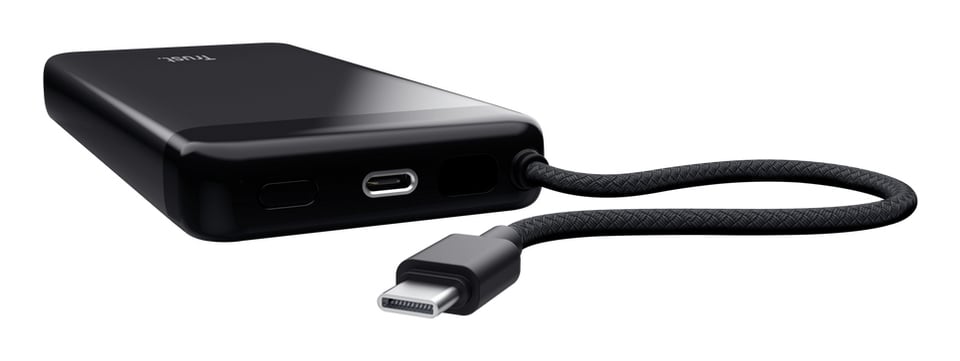 Trust Fiera Powerbank 20.000 mAh - Powerbank – Vaste kabel - USB-C opladen – 20.000 mAh – Zwart
