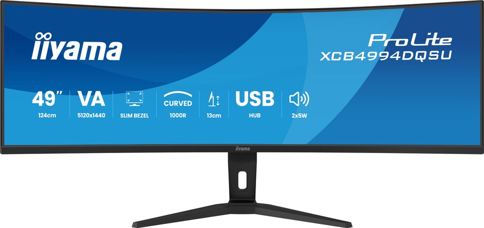 iiyama ProLite XCB4994DQSU-B1 computer monitor 124,5 cm (49") 5120 x 1440 Pixels Dual QHD LCD Zwart