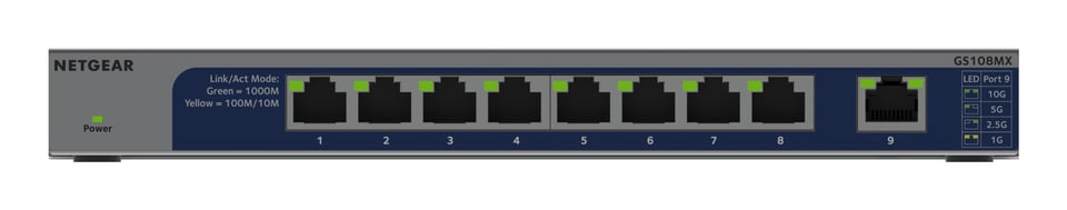 NETGEAR GS108MX-100EUS netwerk-switch Unmanaged L2 Gigabit Ethernet (10/100/1000) Bureaublad-/wandmontage