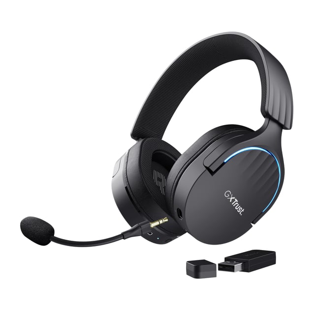 Trust GXT 491 Fayzo Gaming Headset - Draadloze gamingheadset – Bluetooth en USB verbinding – Afneembare microfoon – Zwart