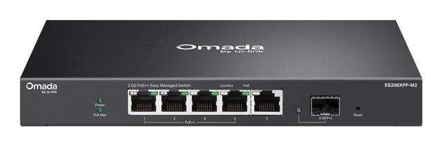 TP-Link ES206XPP-M2 netwerk-switch Managed L2 2.5G Ethernet (100/1000/2500) Power over Ethernet (PoE) Bureaublad-/wandmontage Zwart