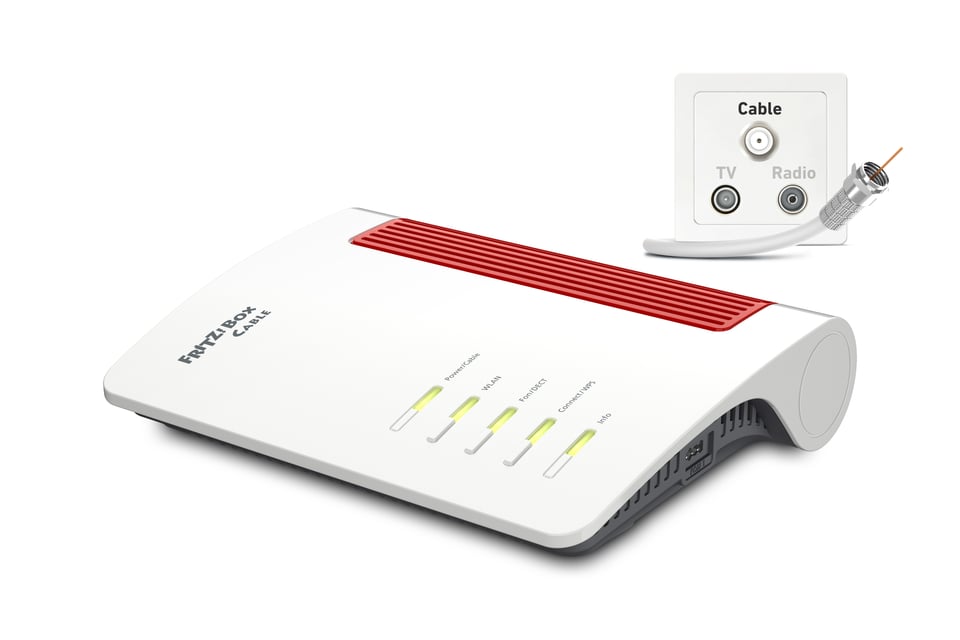 Box FRITZ! 6670 Cable Edition International draadloze router 2.5 Gigabit Ethernet Dual-band (2.4 GHz / 5 GHz) Rood, Wit